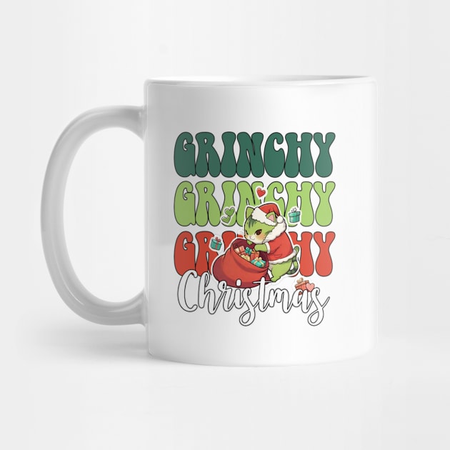 Merry grumpy Christmas, retro funny meowy catmas by Catmaleon Design